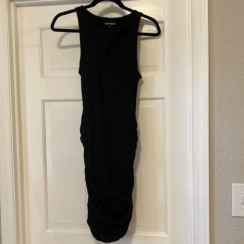 Express Black Ruched T Shirt Mini Dress